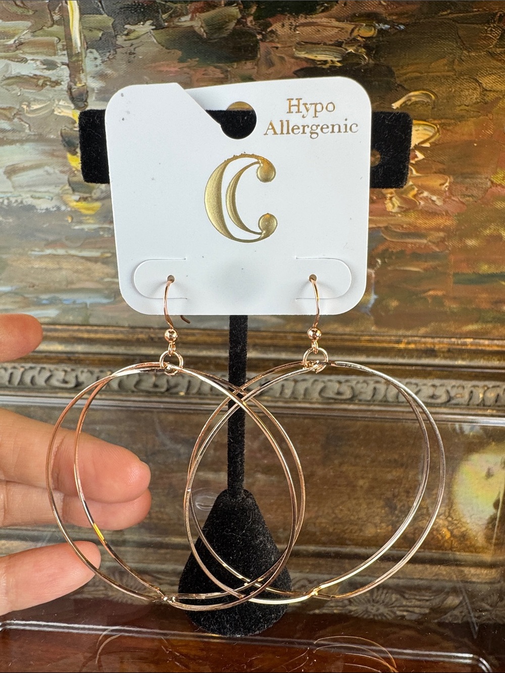 0505-Hypoallergenic Rose Gold Double Hoop Earrings
